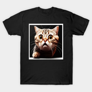 Funny Scared Cat Face, Cat Lover, Scaredy cat T-Shirt